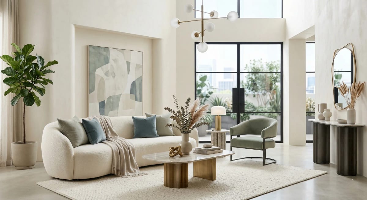 Designer interior with modern furnishings